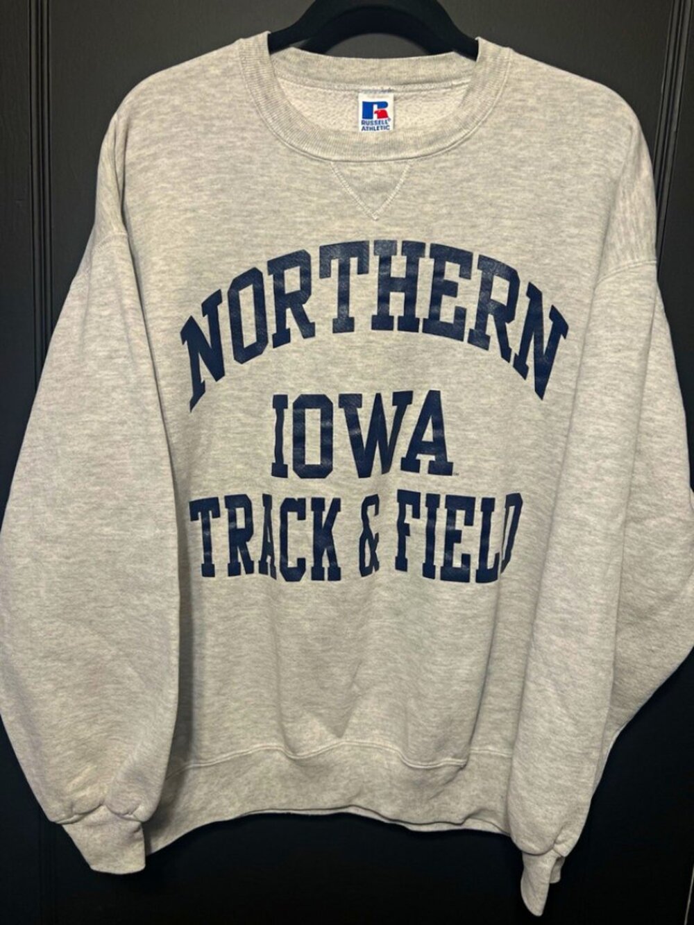 VTG 99s Russell Athletic Northern Iowa Track & Field Gray Crewneck Sweatshirt XL